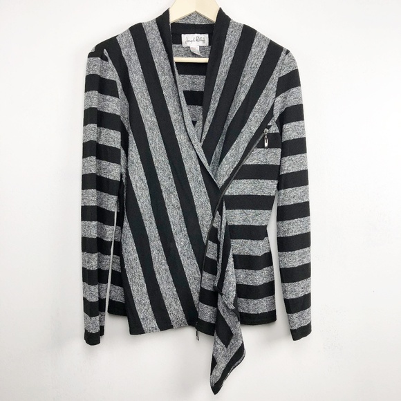 Joseph Ribkoff Tops - Jospeh Ribkoff Top XL Asymmetric Stripe Zip
